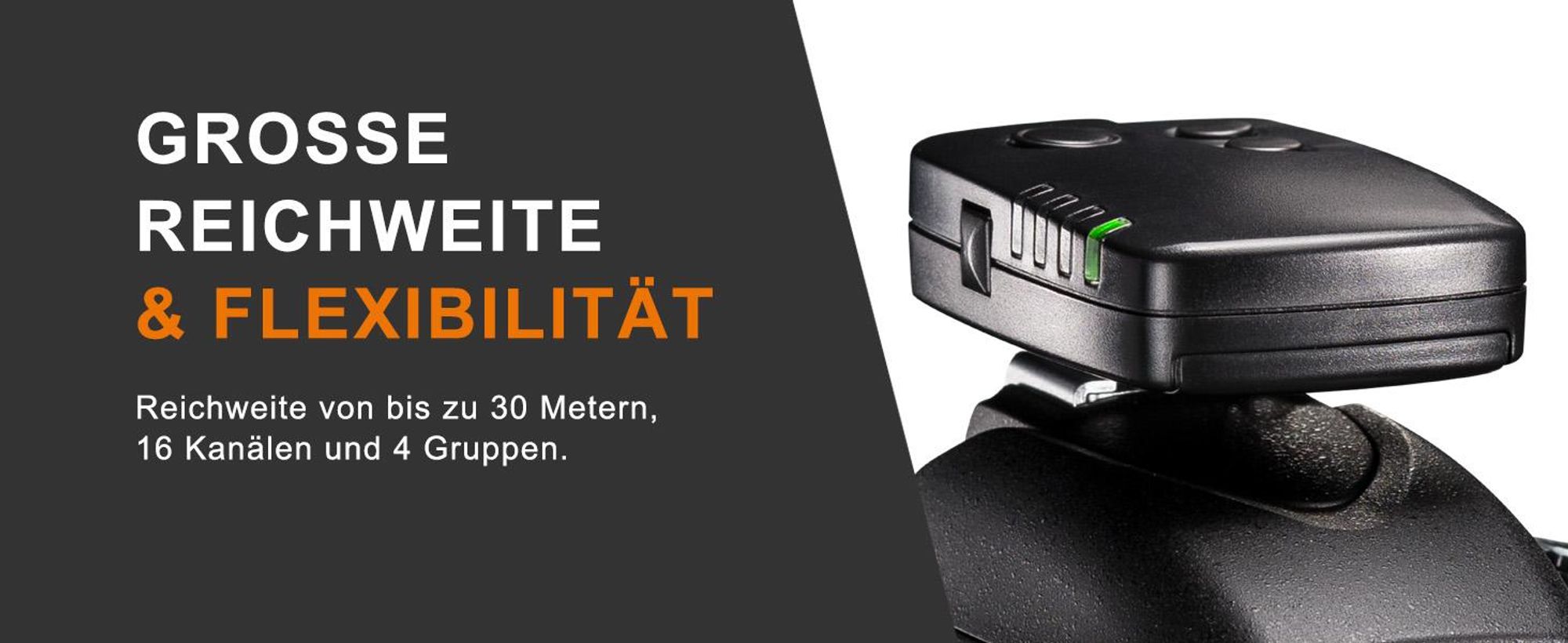 Walimex pro VE & VC & Newcomer Studioblitz Auslöser - Kabellose Fernsteuerung bis zu 30 m, Blitzauslöser mit 16 Kanäle, 4 Gruppen, 1/160 Sek. Synchronisation - Perfekt für schnelle Bewegungen