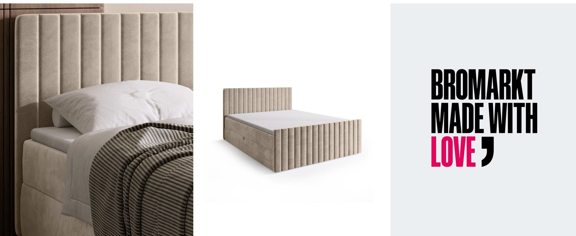 BroMARKT Boxspringbett DREAM DUO mit 2 Bettkasten, Bonell-matratze, Polsterbett, Bett (Schwarz, Kronos 07, 160x200 cm)