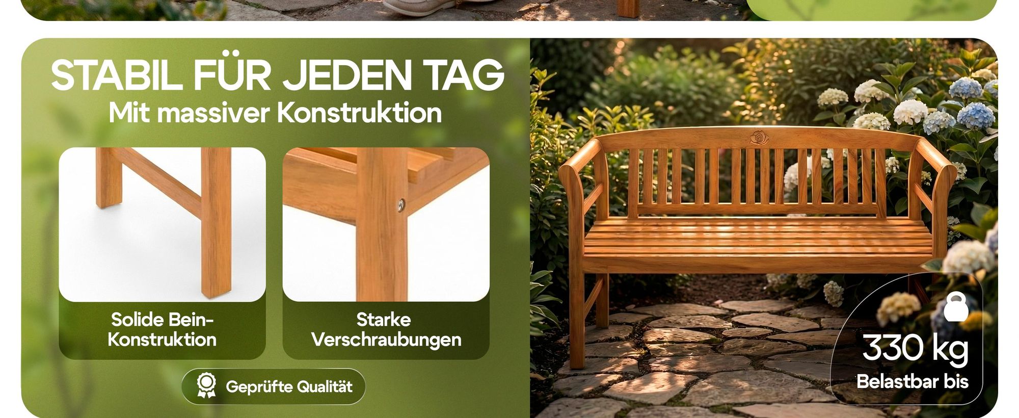 CASARIA® Gartenbank  3-Sitzer FSC®-Zertifiziert, Wetterfest
