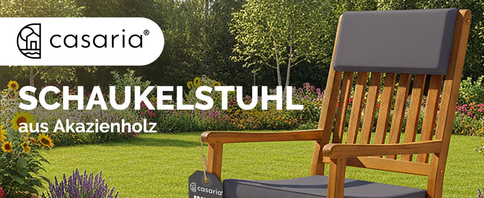Casaria®  Garten Schaukelstuhl, Wetterfest inkl. Polsterung, anthrazit