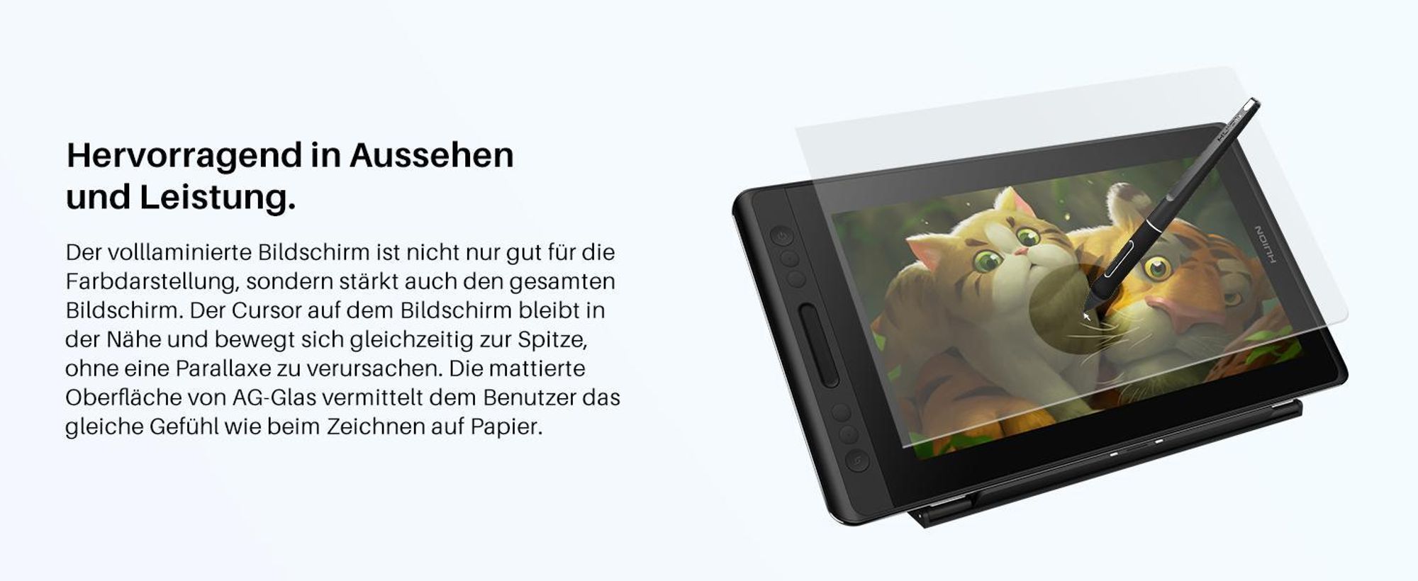 HUION Kamvas Pro 13 Grafiktablett mit HD-Display 33,8 cm (13,3 Zoll), Zeichenmonitor, ideal für Malerei, Fotobearbeitung und Heimarbeit, kompatibel mi