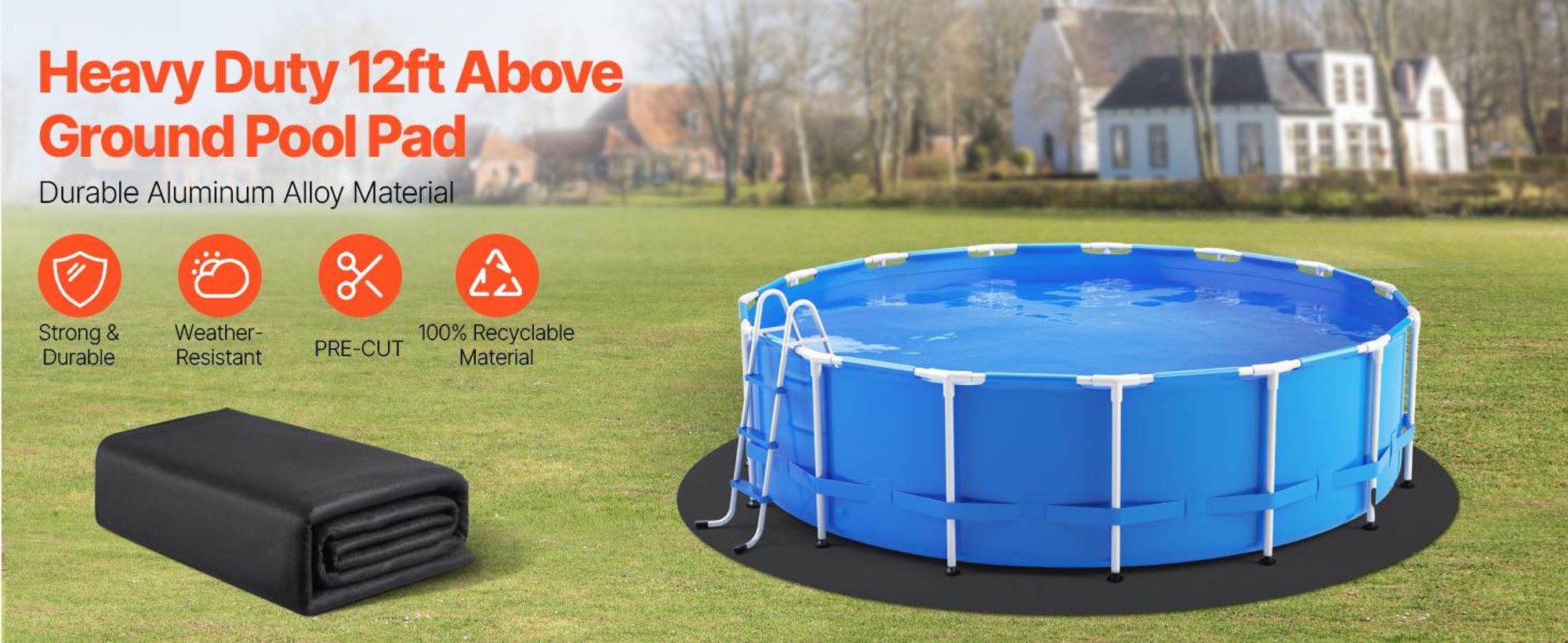 VEVOR Poolmatte 3,6m für Aufstellpools, extra dicke Bodenmatte, Poolmatte aus Geotextilmaterial, verlängerte Lebensdauer der Auskleidung, Bodenschutzmatte