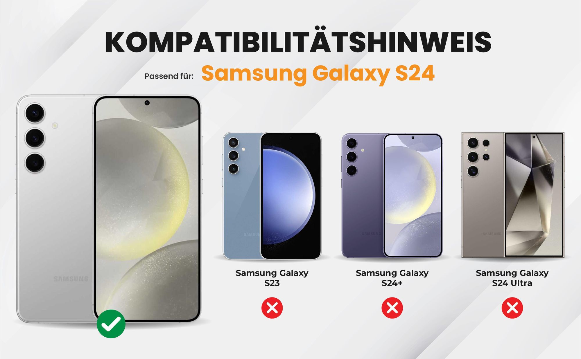 Kompatibilitätshinweise Hülle für Samsung Galaxy S24