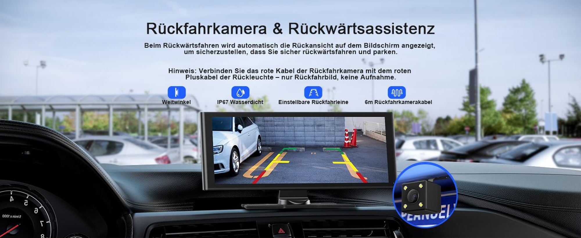 9,26" CarPlay Display für Apple CarPlay & Android Auto, Tragbarers Carplay Autoradio IP67 Rückfahrkamera  OTA-Updates GPS Bluetooth 5.0
