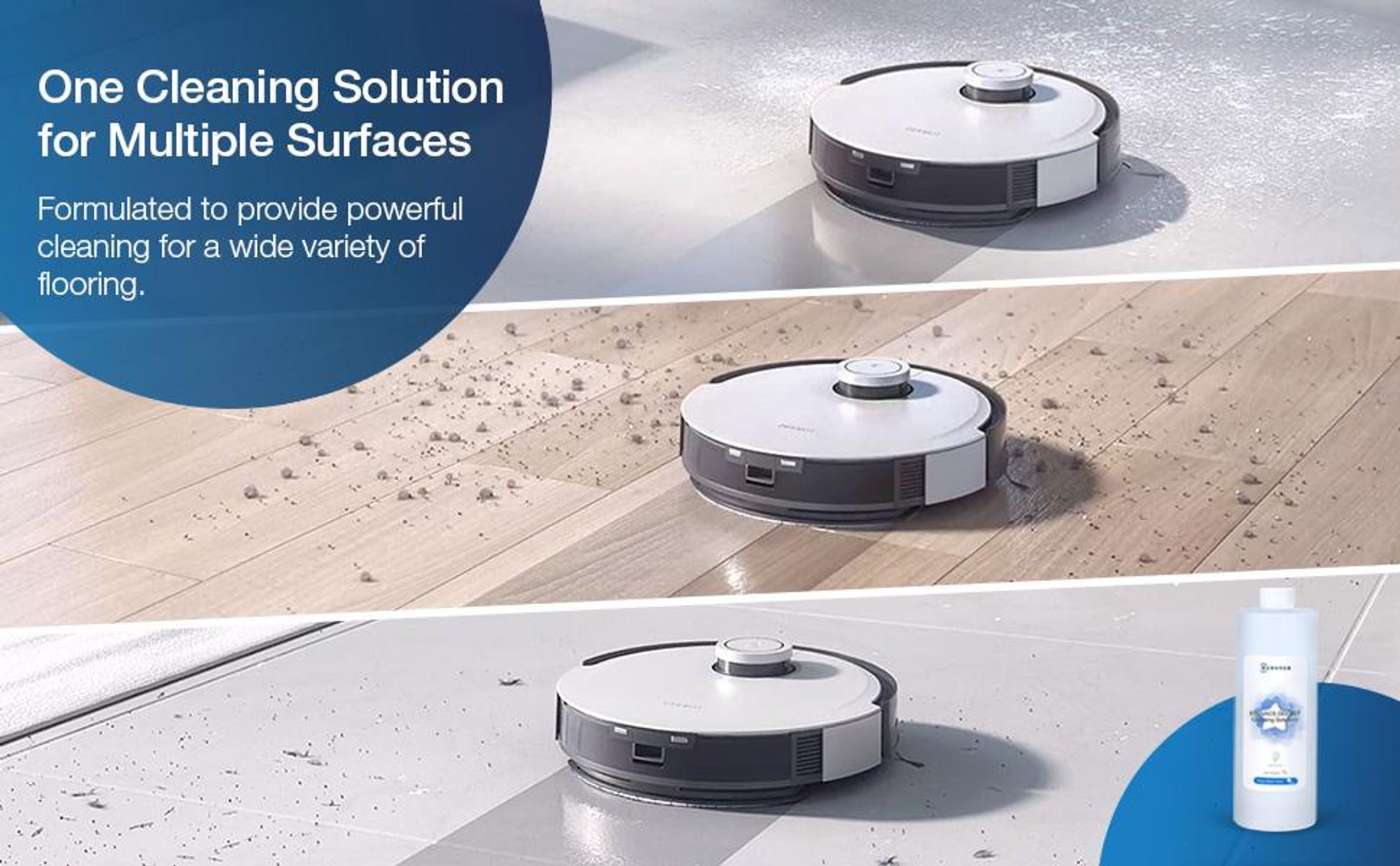 ECOVACS 1L Reinigungslösung für Saugroboter der DEEBOT X12, X11, N20, N30, X1, X2, X5, X8, X9, T10,T20, T50, T80S, T90,T30 Serie, Originalzubehör