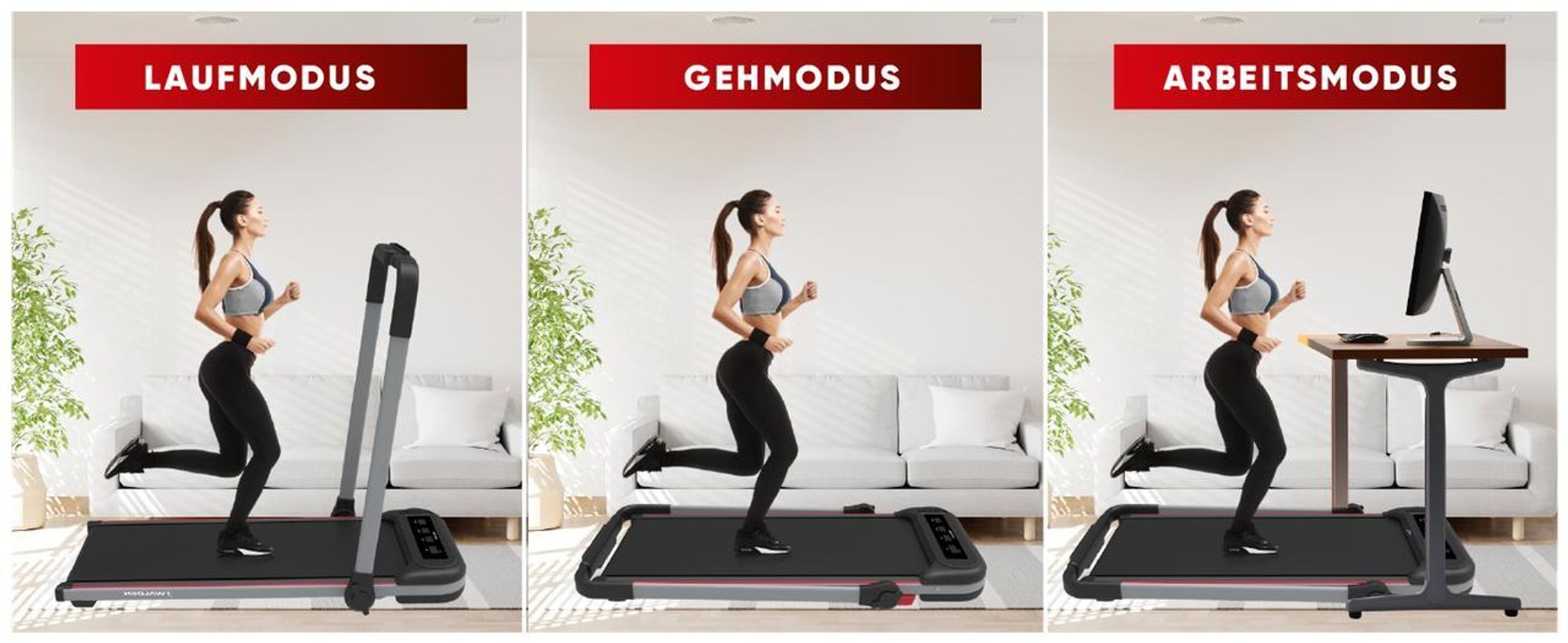 Walden F2600 Laufband 2 in 1 Walking Pad klappbar bis 10 kmh Untertisch Elektrisch Gehgerät Home Office Leise Fernbedienung LCD Display Belastbar 110k