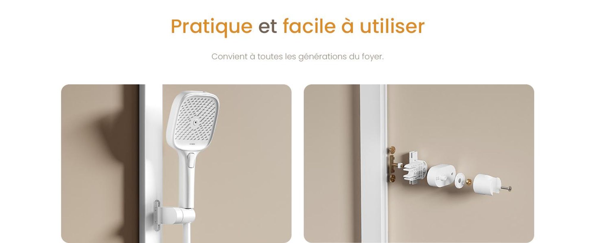 EMKE Système de douche avec thermostat design primé Colonne de douche blanche 360×240mm douche à effet pluie carrée, régulateur de débit, bec de baignoire F29