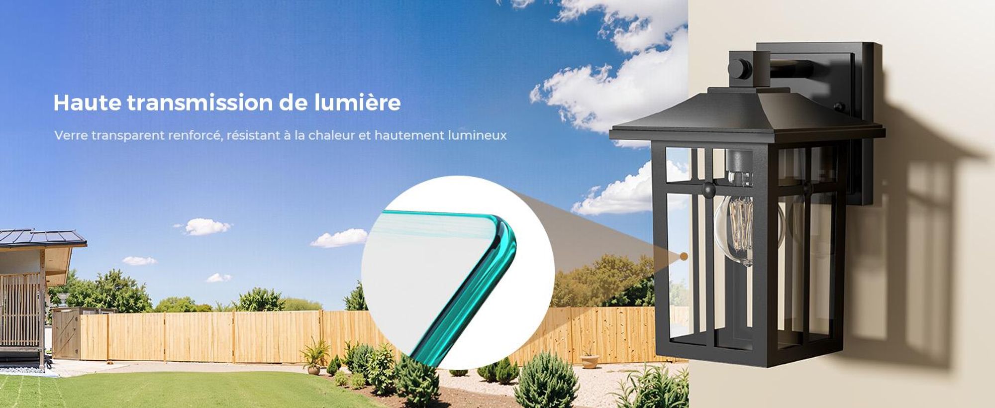 S'AFIELINA Applique murale extérieure, lampe extérieure murale pour terrasse, lampes extérieures mur maison, douille E27, 1 pièce