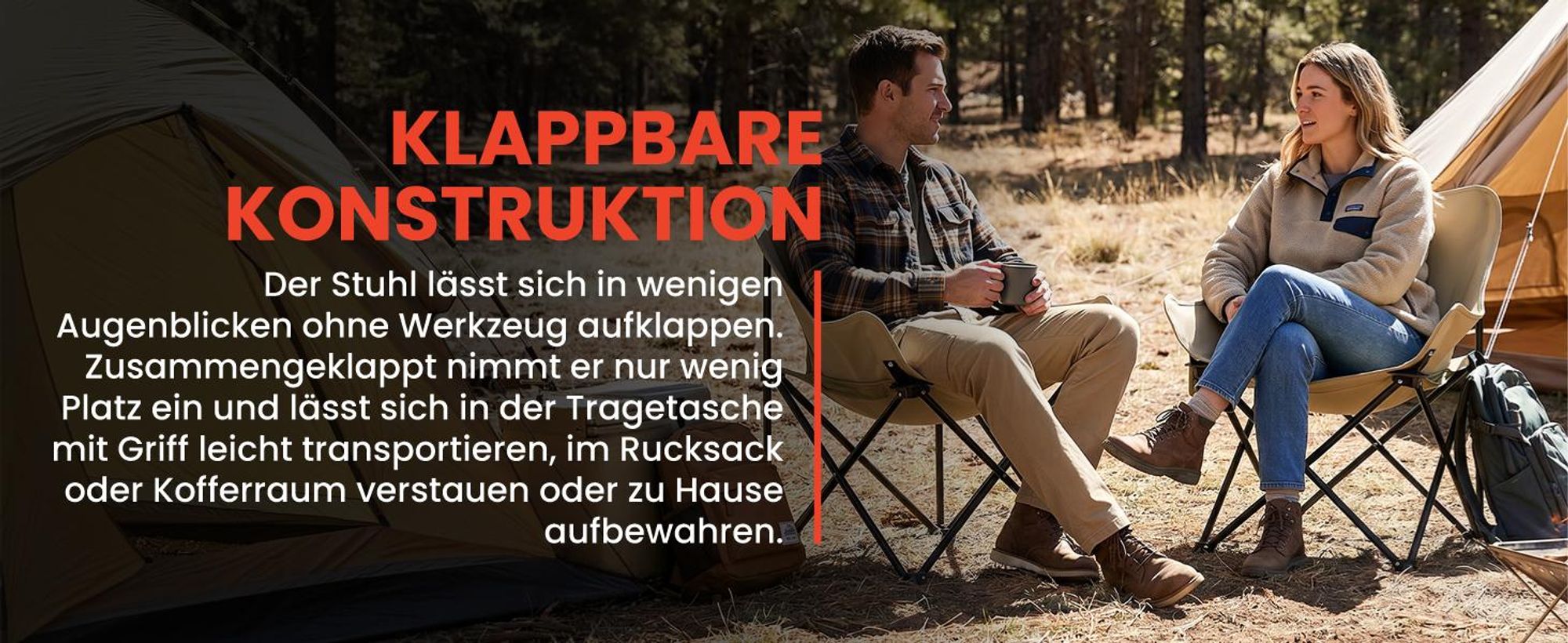 Campingstuhl Outdoor Klappstuhl mit Getränkehalter Tragetasche leicht 120kg Beige