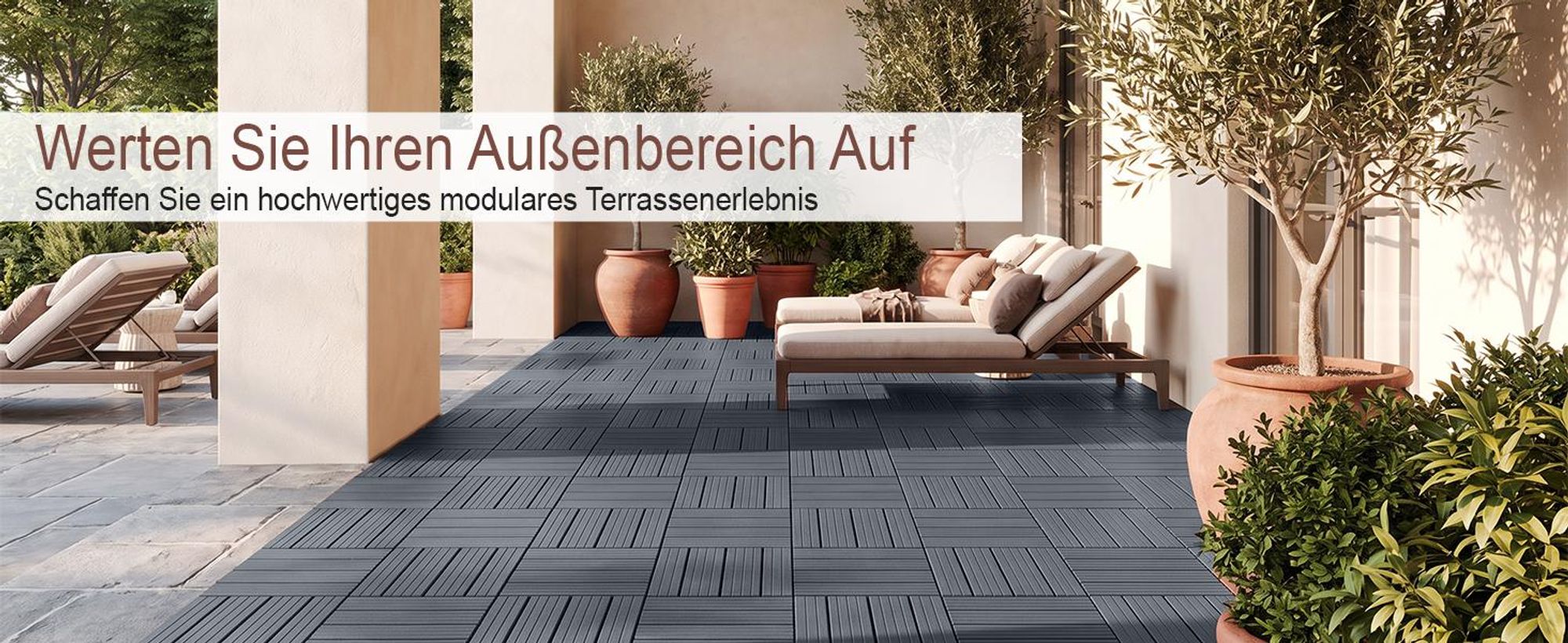 11 Stück Terrassenfliesen Stecksystem Klickfliesen Dielen für Terrasse Garten Balkon Pool[Grau - Gerade Streifen]