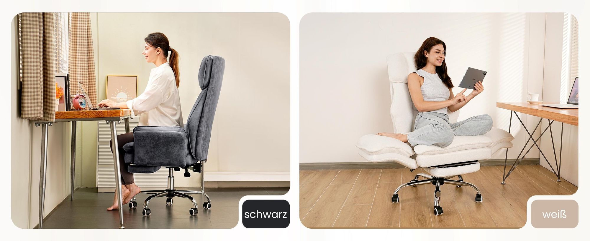 Drehstuhl Bürostuhl Ergonomisch mit klappbaren Armlehnen, Gaming Stuhl mit Fußstütze & 135° Verstellbarer Rückenlehne, Grau – Kunstleder-Stoff