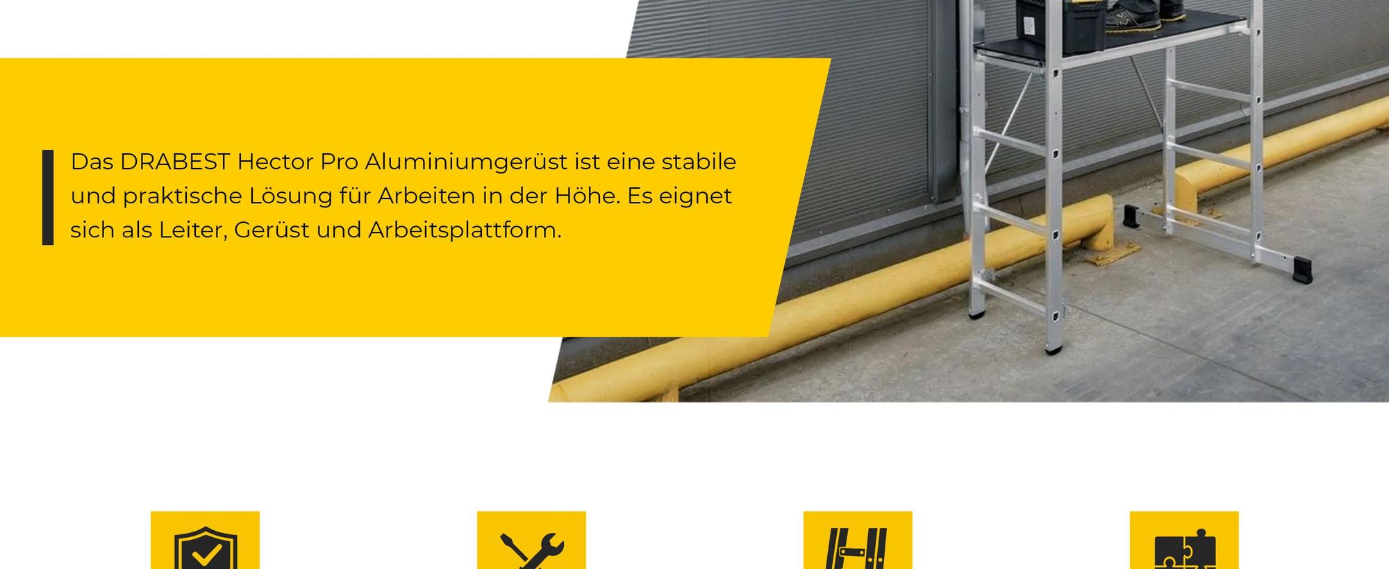 Drabest |  Aluminiumgerüst - gerüst - Mehrzweckleiter - Leitergerüst - 2x7 - leiter gerüst - 150kg - plattform aluminium gerüst - 33x114 cm