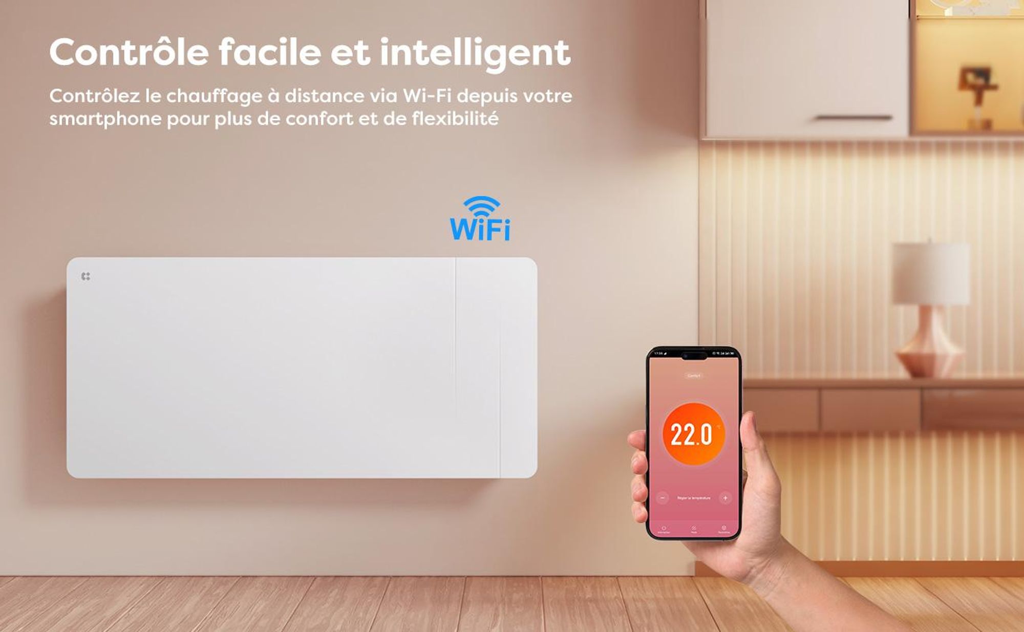 CIARRA Radiateur Inertie Céramique, Film 2000W WiFi Chauffage Fixé Programmable LCD Thermostat CBHTD20A-W