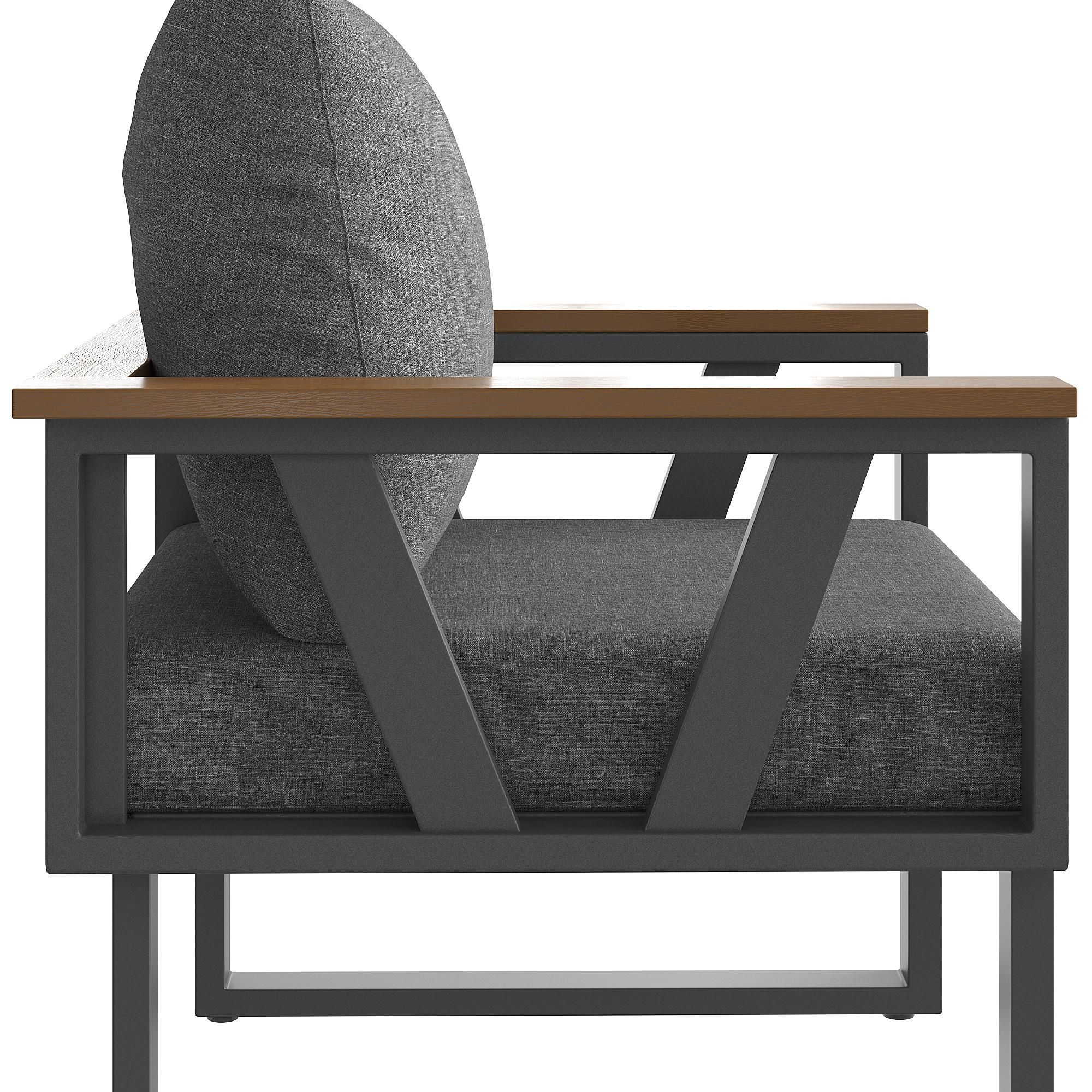 Flieks Gartenlounge-Set 7-tlg., Gartenmöbelset mit 2 Couchtischen für 6-7 Personen, Gartensofa mit abnehmbaren Kissen, Loungemöbelset Grau