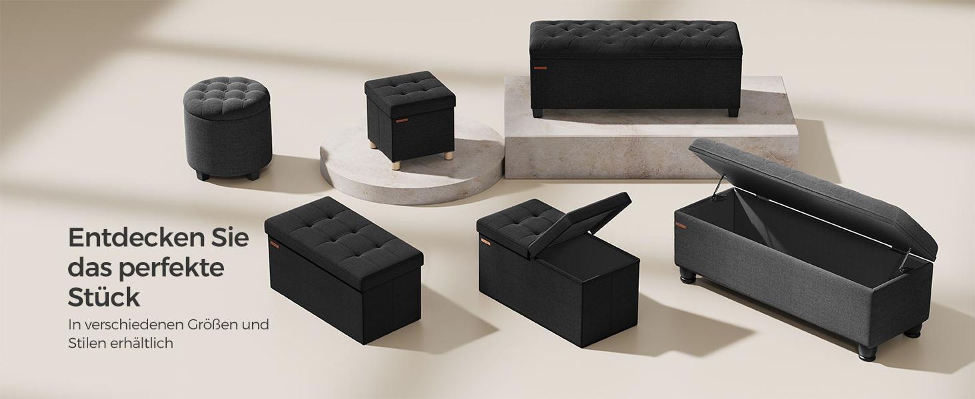 SONGMICS 76cm Sitzbank mit Stauraum, klappbare Sitztruhe, Fußbank, schwarz