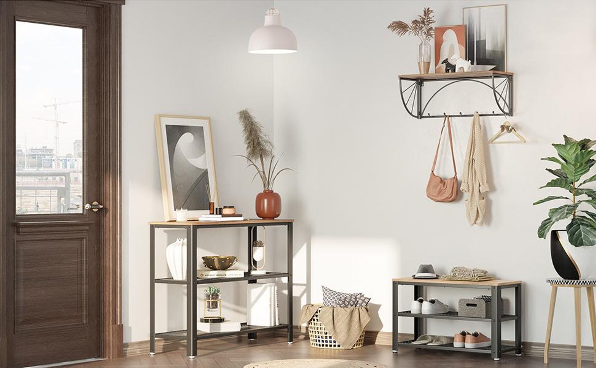 VASAGLE Schuhbank, Sitzbank, 73 x 45 x 30 cm, greige