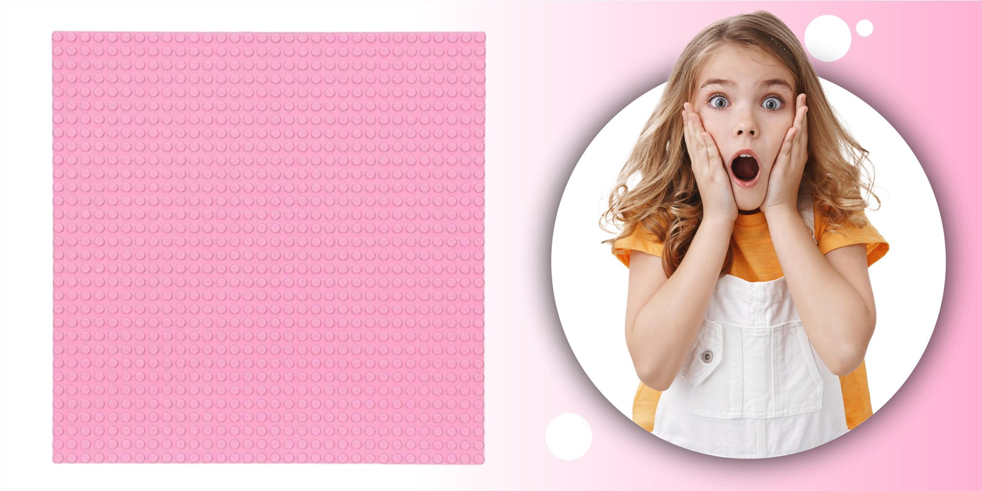 Bauplatte 32x32 Noppen, Grundplatte kompatibel mit gängigen Bausteinen, 25,5 x 25,5 cm, EVI KIDS, Rosa
