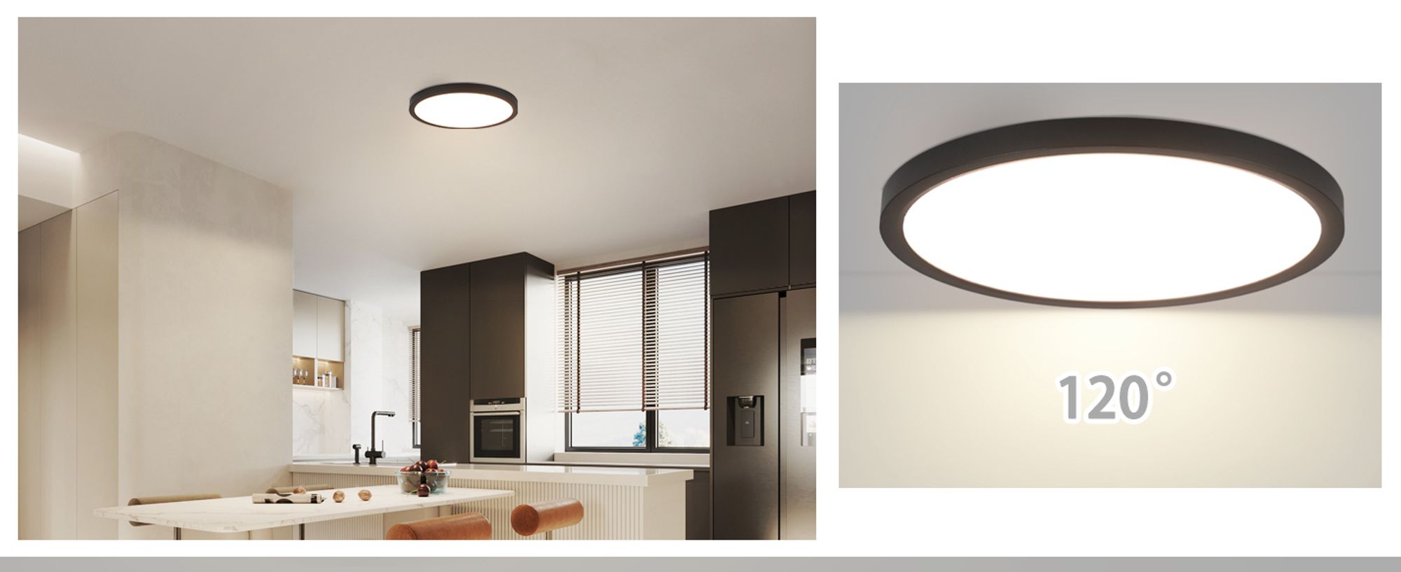 ZMH LED stropné svetlo čierne ploché stropné svietidlo 24W 30CM okrúhle stropné osvetlenie spálne strop IP44 4000K pre kuchyňu chodbu