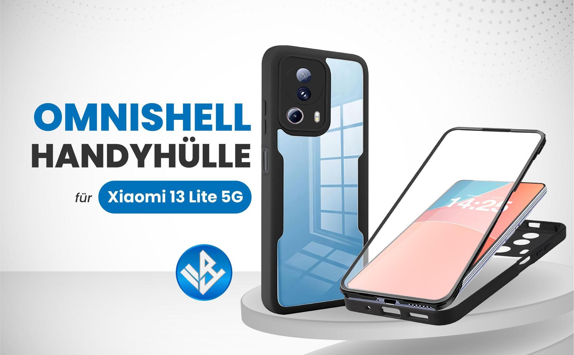 Schwarze 360 Grad Hülle für Xiaomi 13 Lite 5G mit Kameraschutz