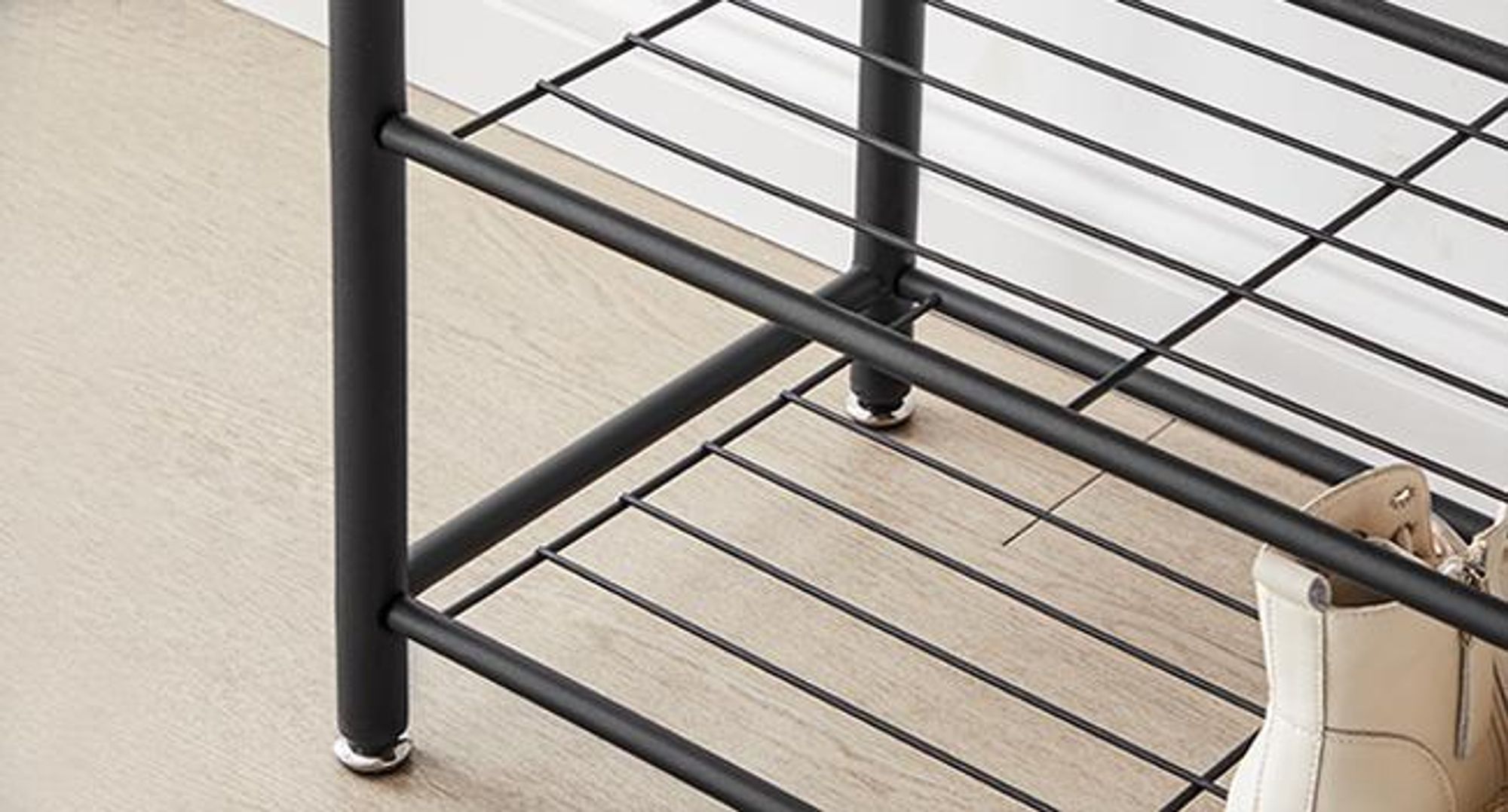 VASAGLE Garderobenständer, Garderobe, Kleiderständer, mit Schuhbank, 3-in-1 Design, Stahl, für Eingangsbereich, Flur, 32 x 85 x 175 cm, Industrie-Design, vintagebraun-schwarz HSR401B01
