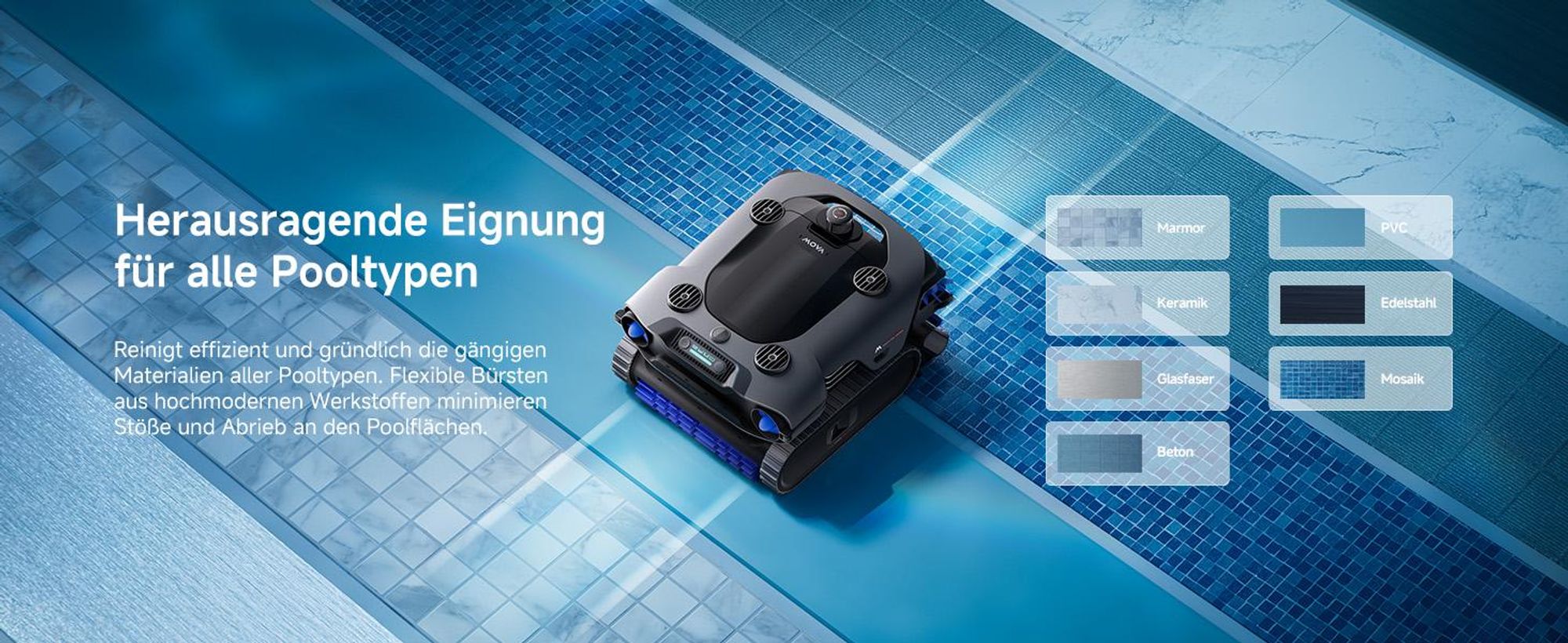 MOVA Rover X10 Roboter-Poolreiniger, 7-in-1 OMNI Clean, 38.000 l/h Saugkraft, KI-Navigation, AquaScan LDS, App-Steuerung