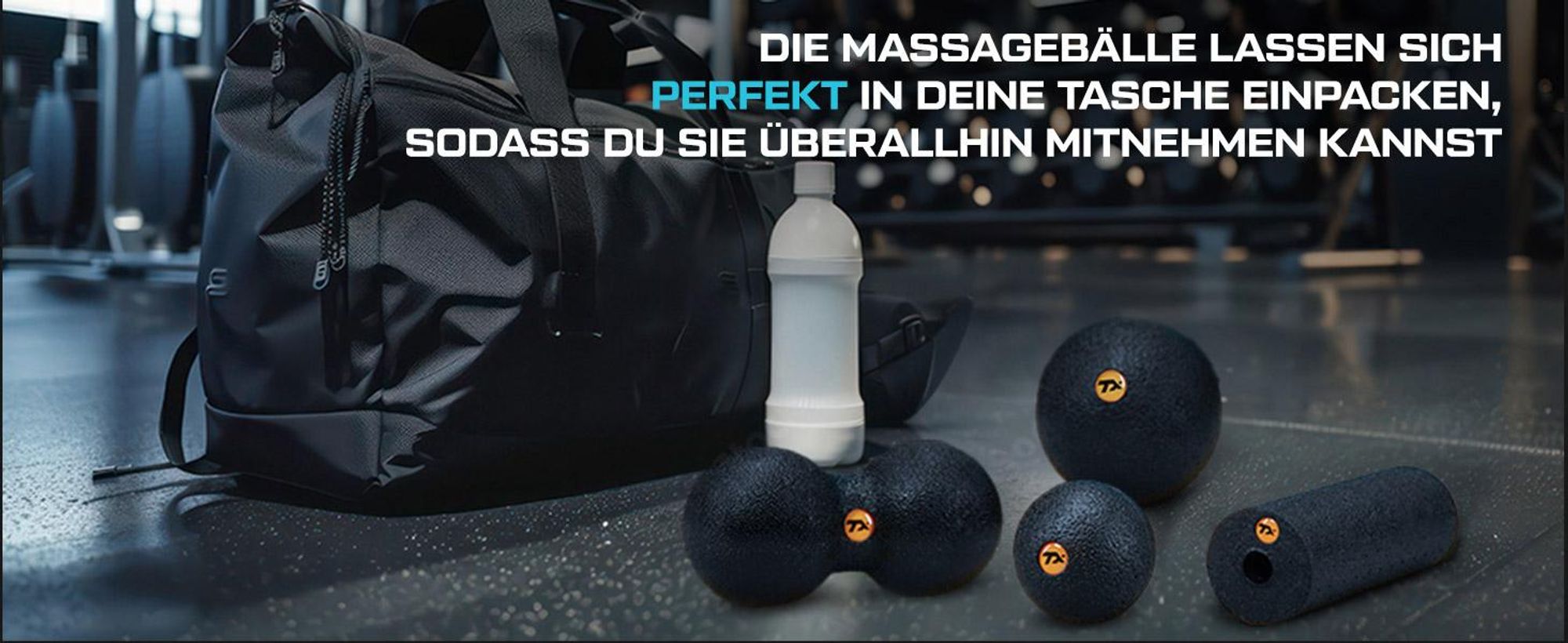 TREX SPORT Mini Faszienrolle Massageball 4er Set TX-025EPS |EPP Massagerolle, Massagebälle | Triggerpunkt, Rückenmassage, Selbstmassage, Tragetasche
