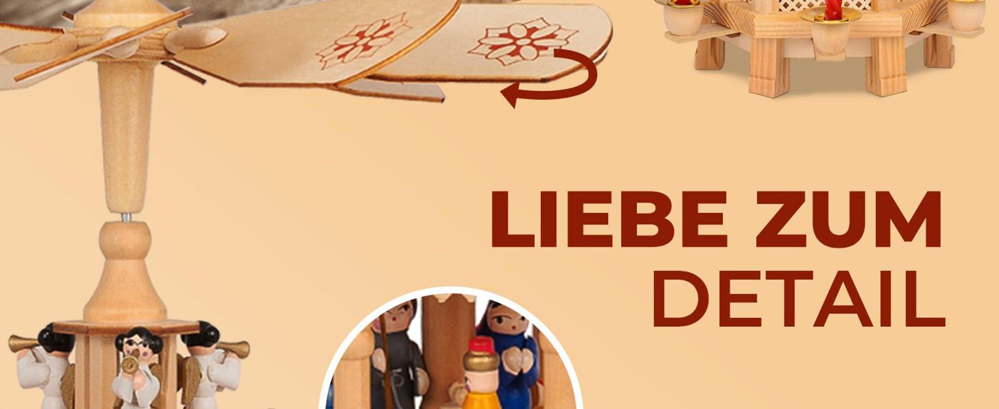 CASARIA Weihnachtspyramide aus Echtholz 3 Etagen