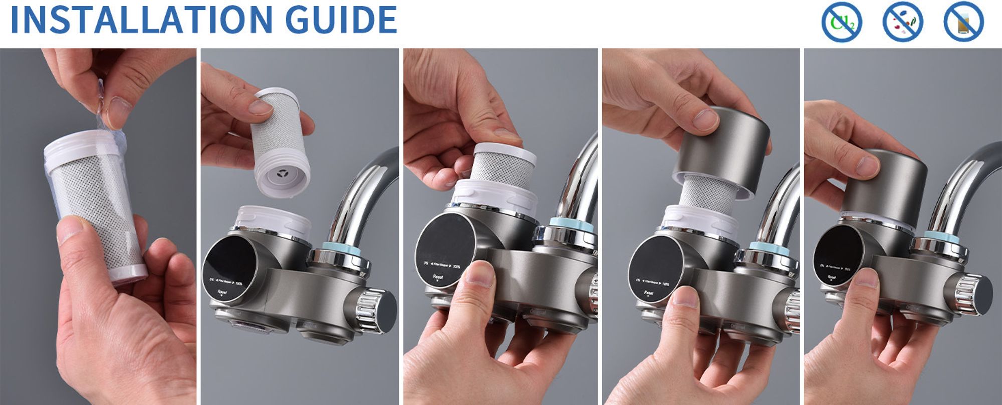 AiHom 2 Pack Wasserfilter Wasserhahn,Cartridges Für Den Armatur,Trinkwasser-Filter für Zuhause,Küche Aktivkohle Wasserhahnfiltersystem,Filterkartusche
