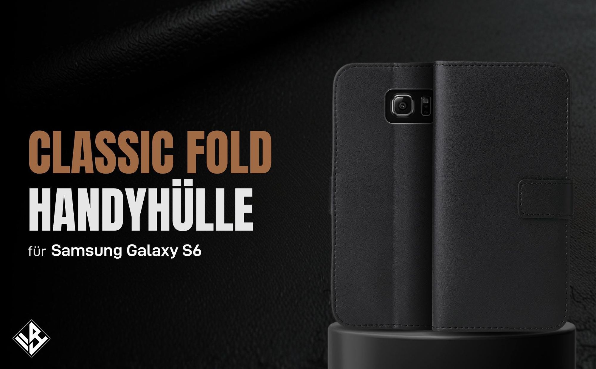 Schwarze Klapphülle für Samsung Galaxy S6 mit Wallet-Funktion
