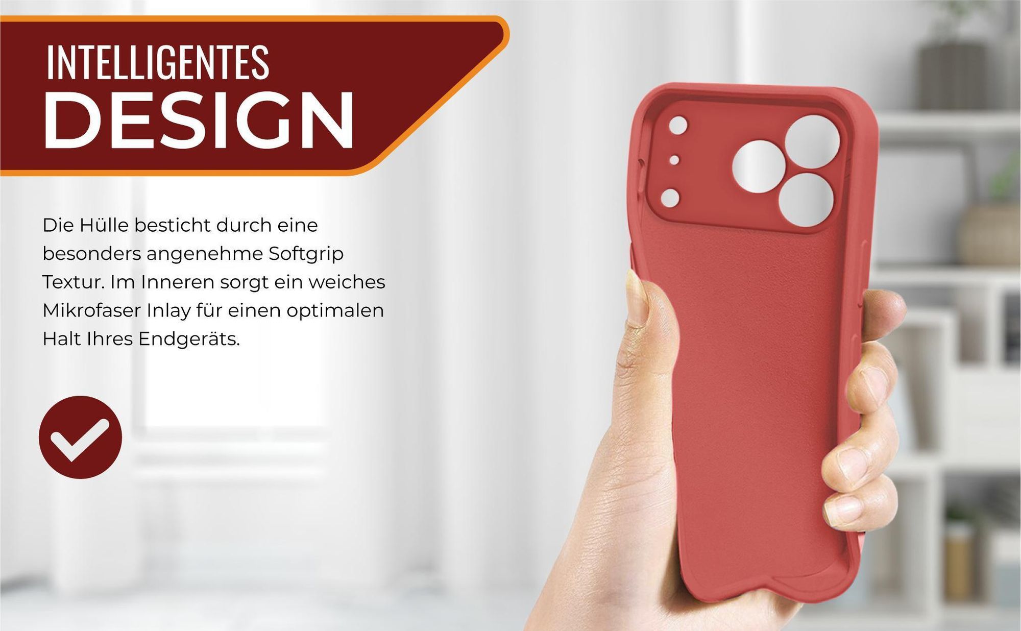 Slimcover in Rot für Apple iPhone 17 Pro mit Mikrofraser Inlay