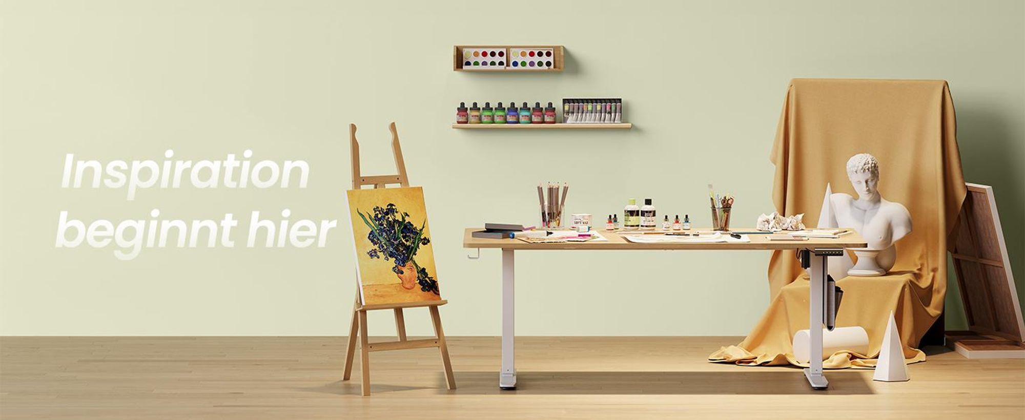 SONGMICS Höhenverstellbarer Schreibtisch, 180 cm, Memory-Funktion mit 4 Höhen, USB-C-Anschluss, Organizer