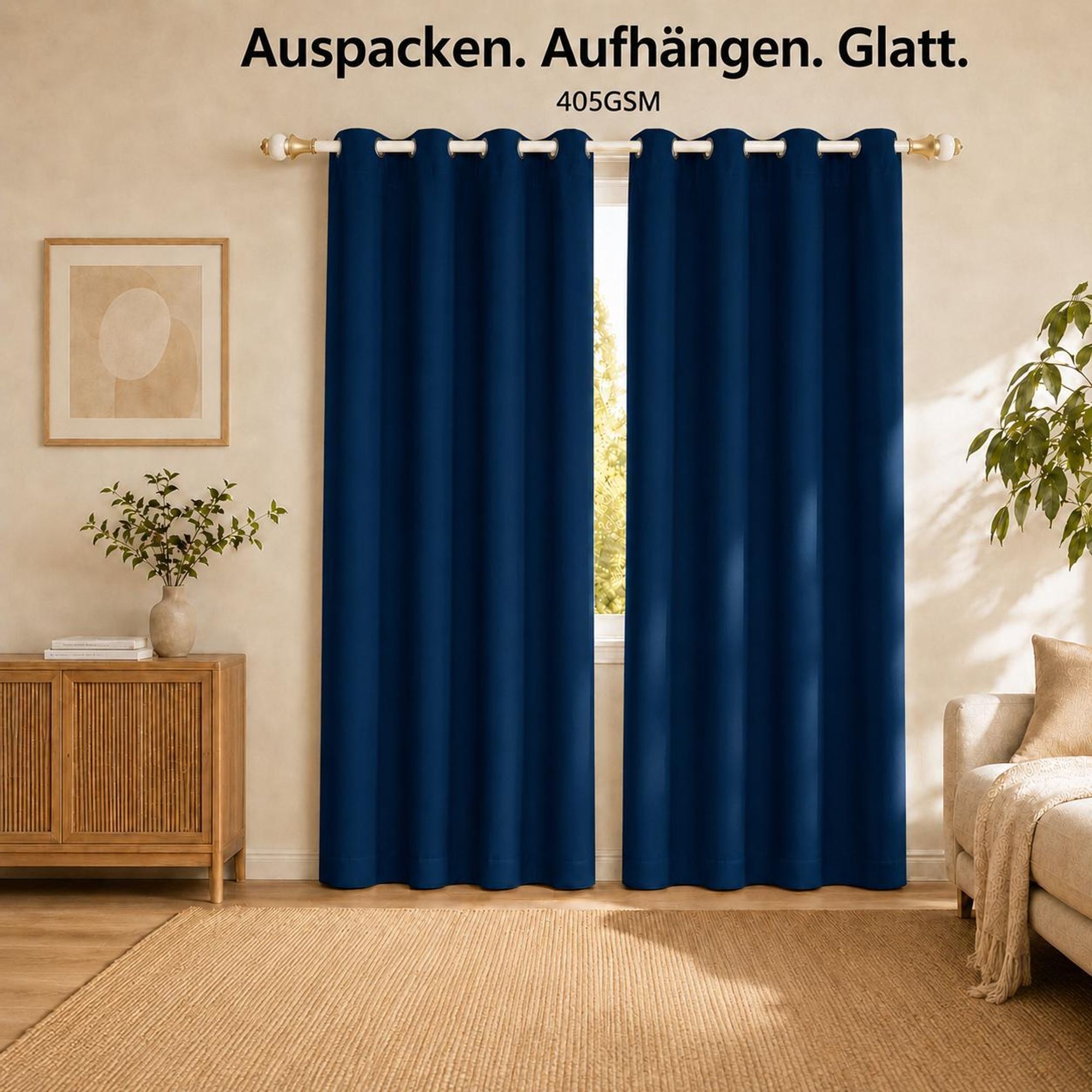 1x 100% Verdunkelung Thermo Vorhänge Dunkelblau Blickdicht Verdunkelungsvorhang mit Ösen Einfarbige, 132*244cm