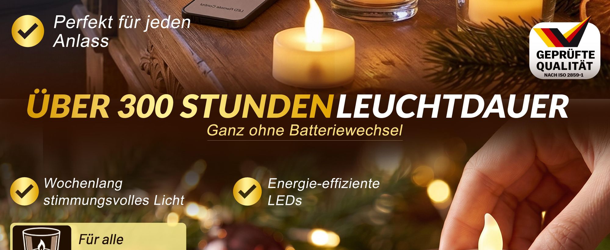 MONZANA LED Teelichter mit Fernbedienung, flackernd, 30er Set