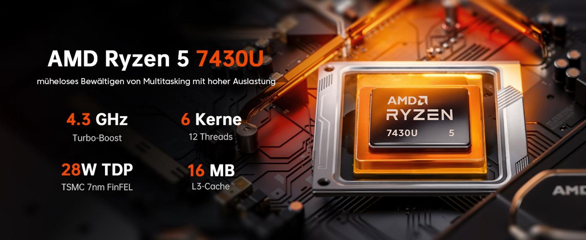 ACEMAGIC K1 Mini PC, AMD Ryzen 5 7430U, 16GB LPDDR4X RAM, 512GB M.2 SATA SSD, AMD Radeon Graphics, Windows 11 Pro