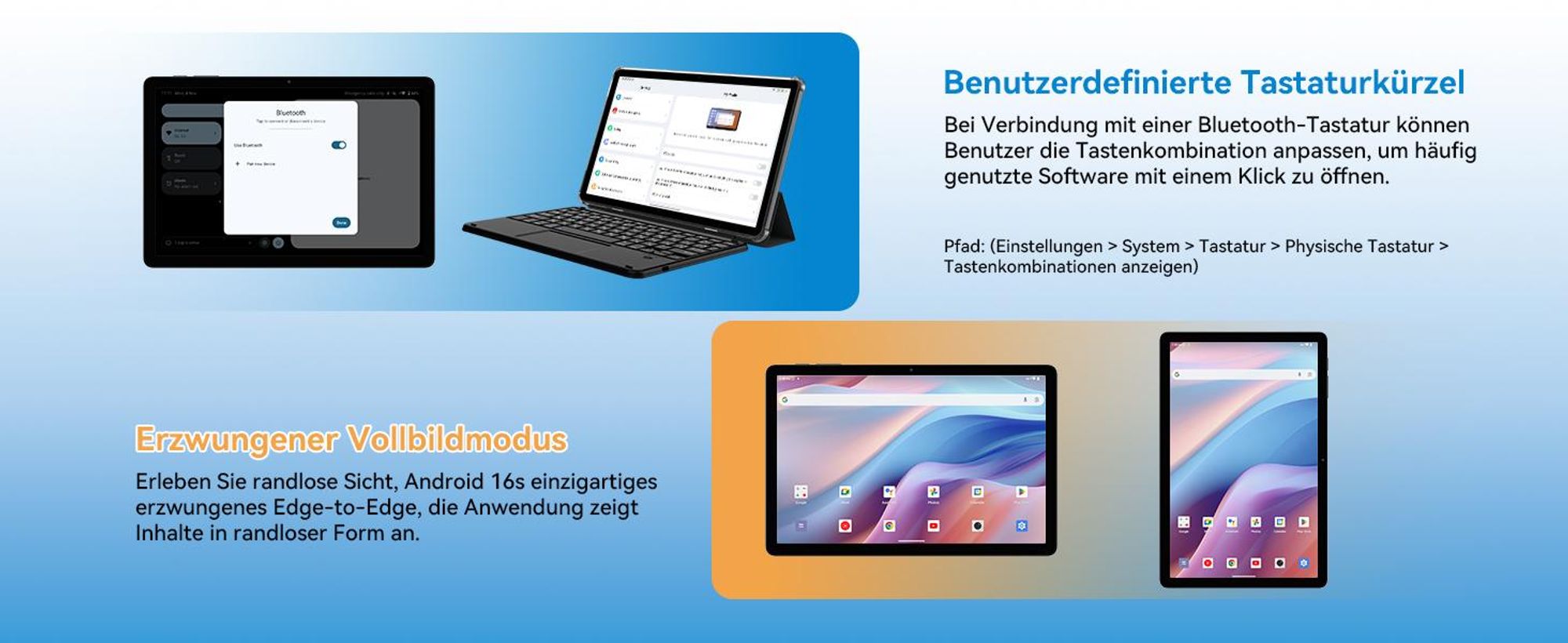 Zenva T90, Android 16, 11 Zoll Tablet, 24GB (8+16) RAM+128GB ROM (2TB TF), 5G WiFi, Stift/Maus/Tastatur-Set, 8000mAh, 16MP+8MP, Widevine L1, Gemini Al