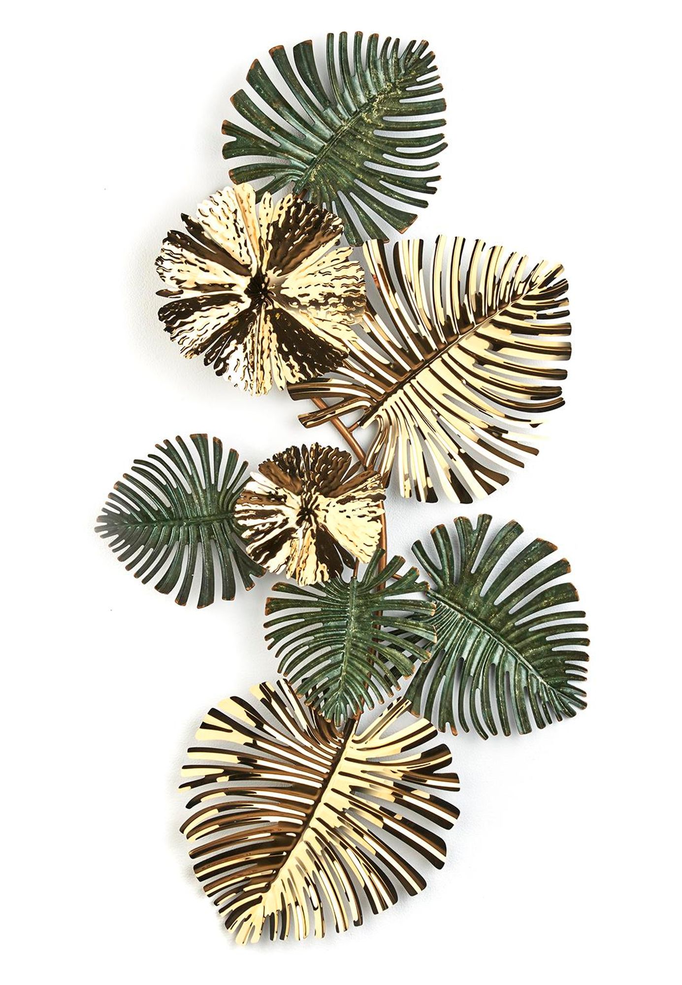 Kobolo Metallbild 3D - VERDURE - aus Metall in gold und grün | Wanddekoration Wandbilder Wanddeko für Wohnzimmer Wohndekoration Deko Bild Kunstdruck