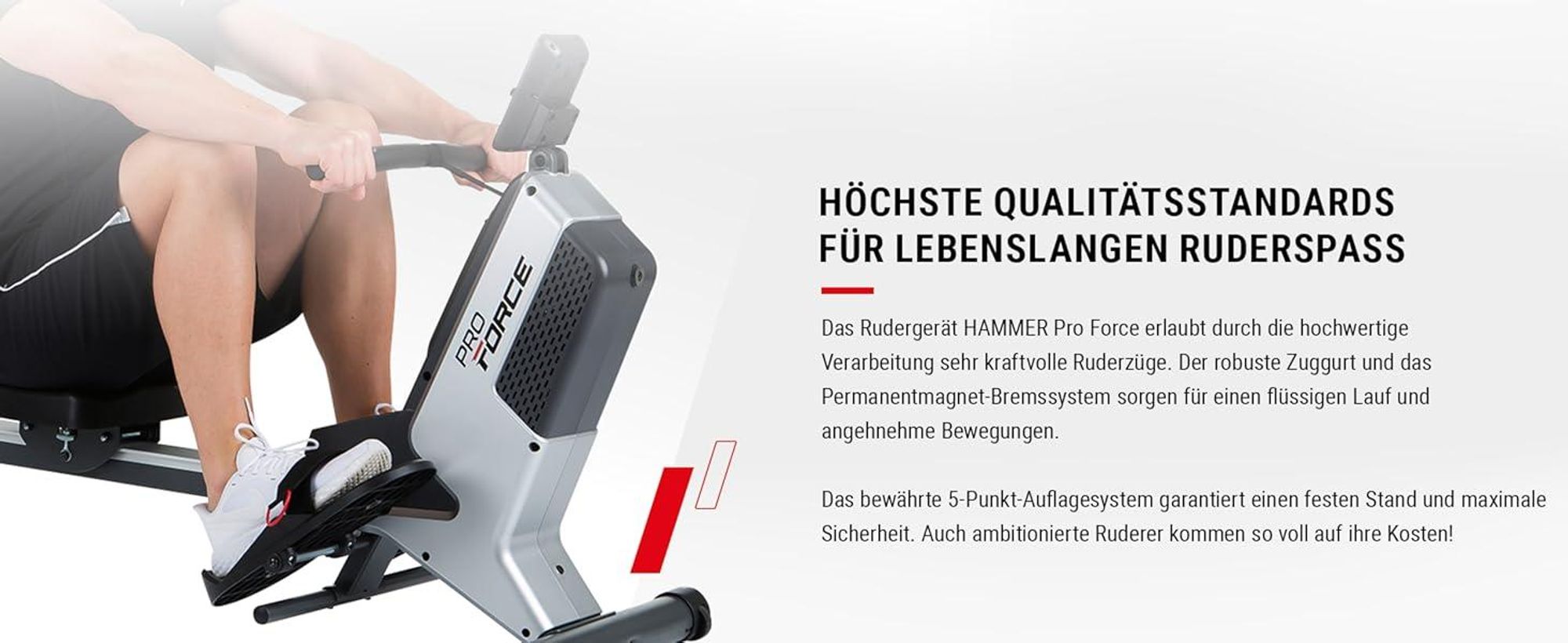 HAMMER Rudergerät Pro Force, 20 Programme, bis 120 kg Nutzergewicht