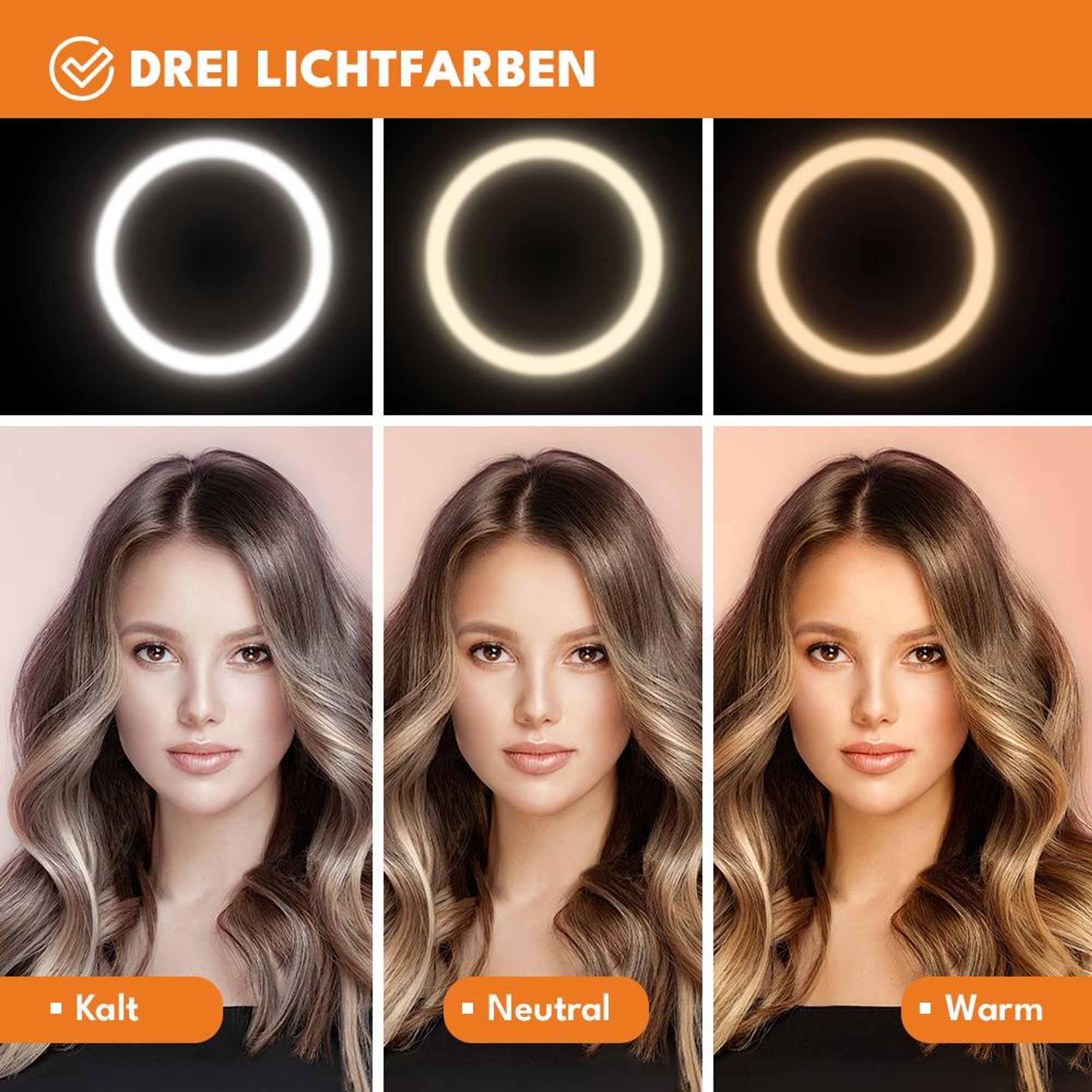 KRUMAD LED Ringlicht mit Stativ & Handyhalter, Ringleuchte für Fotos, Videos, Streaming, Make-up, Selfies & Videokonferenzen