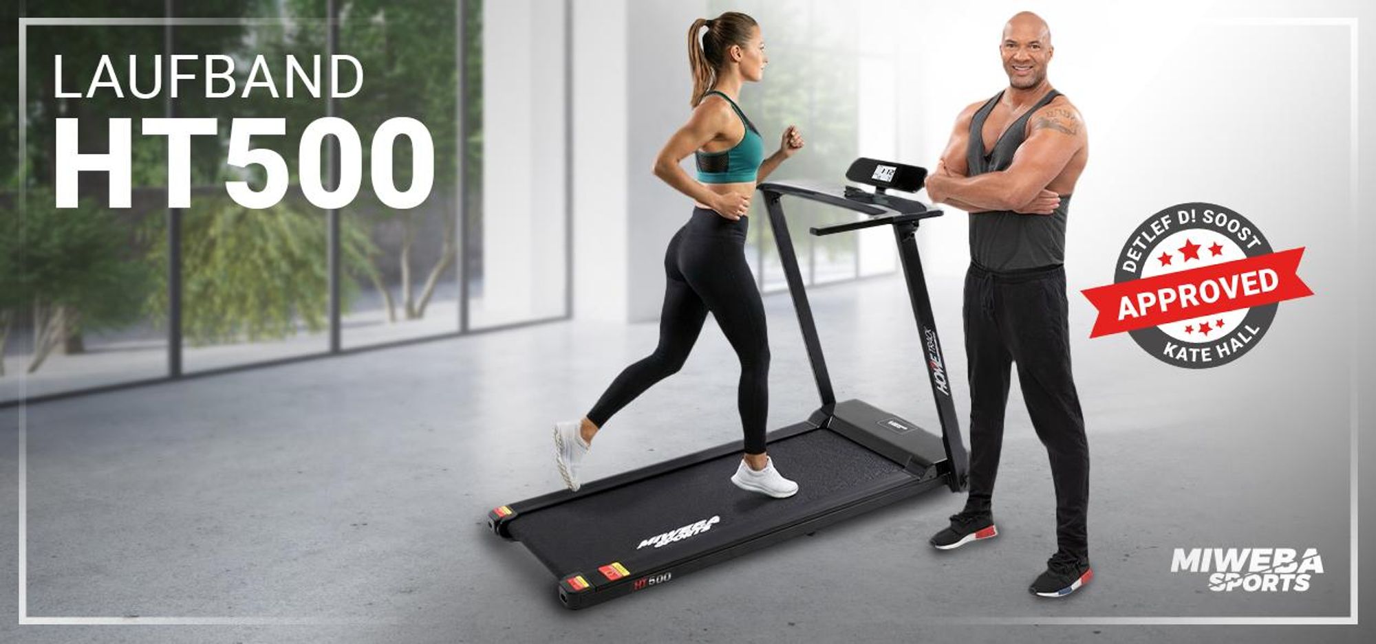 Miweba Sports Profi Laufband HT500 | Elektrisch - Klappbar - Tablethalterung - Training Zuhause - LCD-Display - Extra breite Lauffläche (Schwarz)