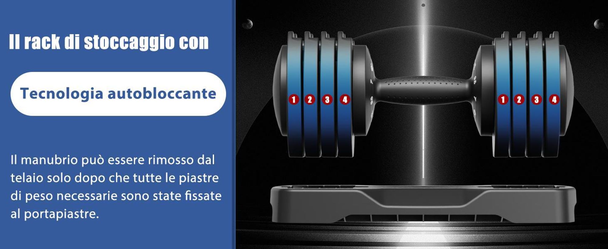DH FitLife Set Manubri Regolabili 2-12 kg con 5 Livelli di Peso e Base Porta Pesi per Allenamento Casa