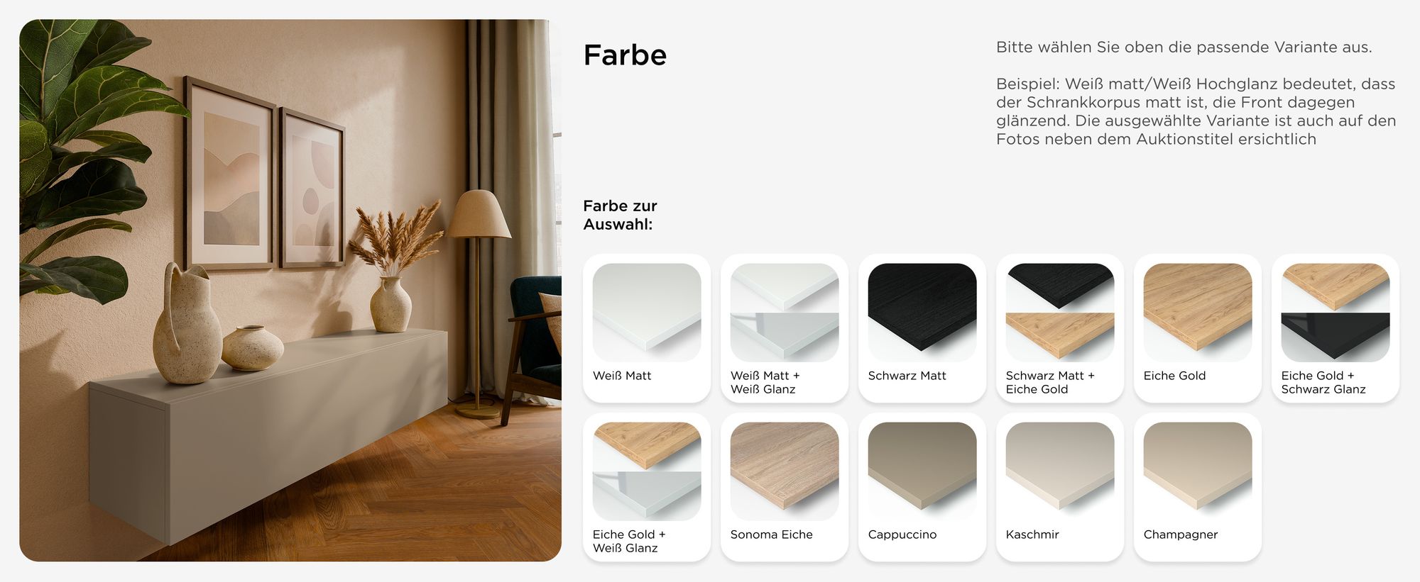 Platan Room TV Lowboard 140 cm breit KASCHMIR Fernsehschrank hängend oder stehend Hängeboard Board Schrank für Wohnzimmer Wandschrank MATT