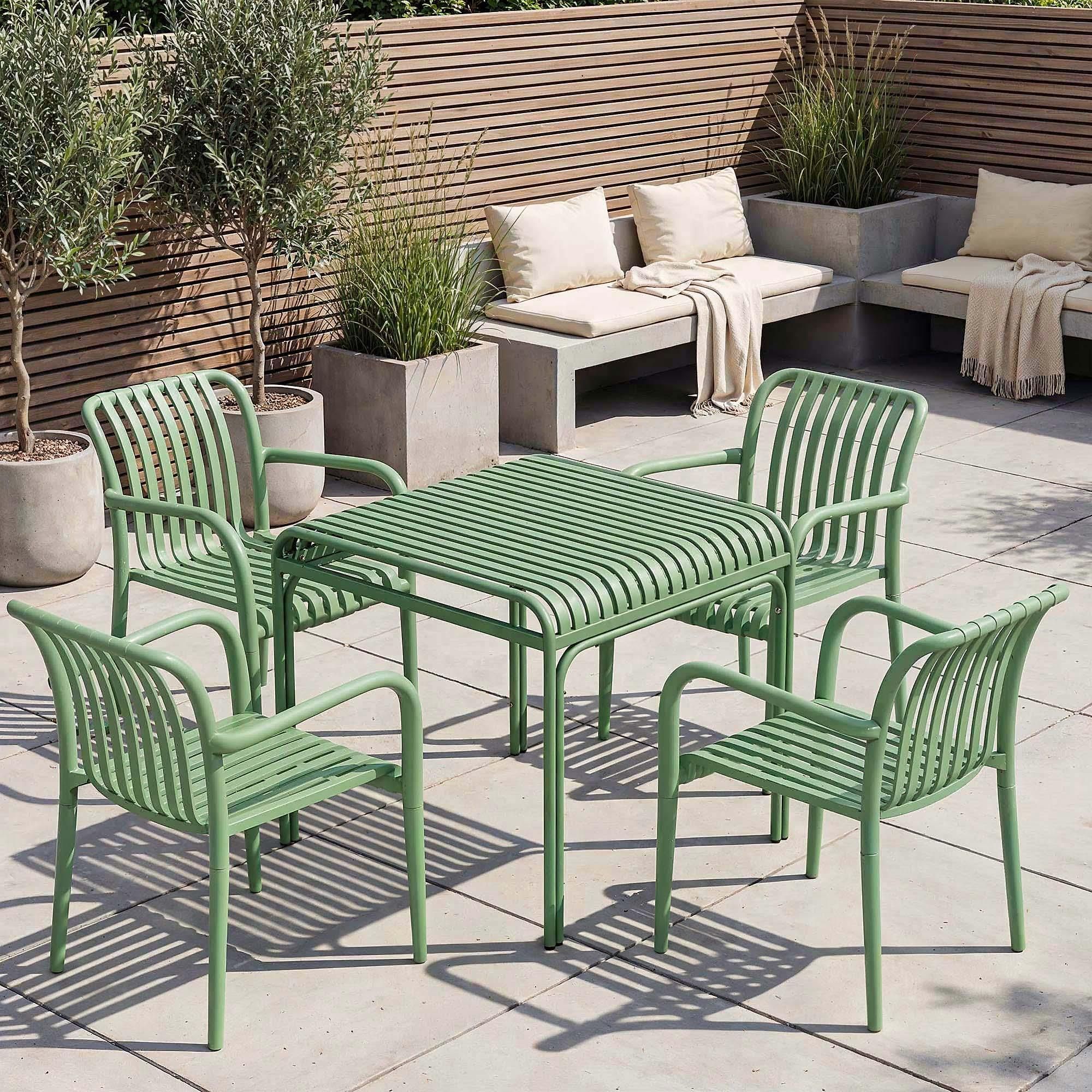 di volio Gartentisch LIWIO - Outdoor Tisch 80x80 cm, wetterfester Balkontisch aus Metall (Grün)