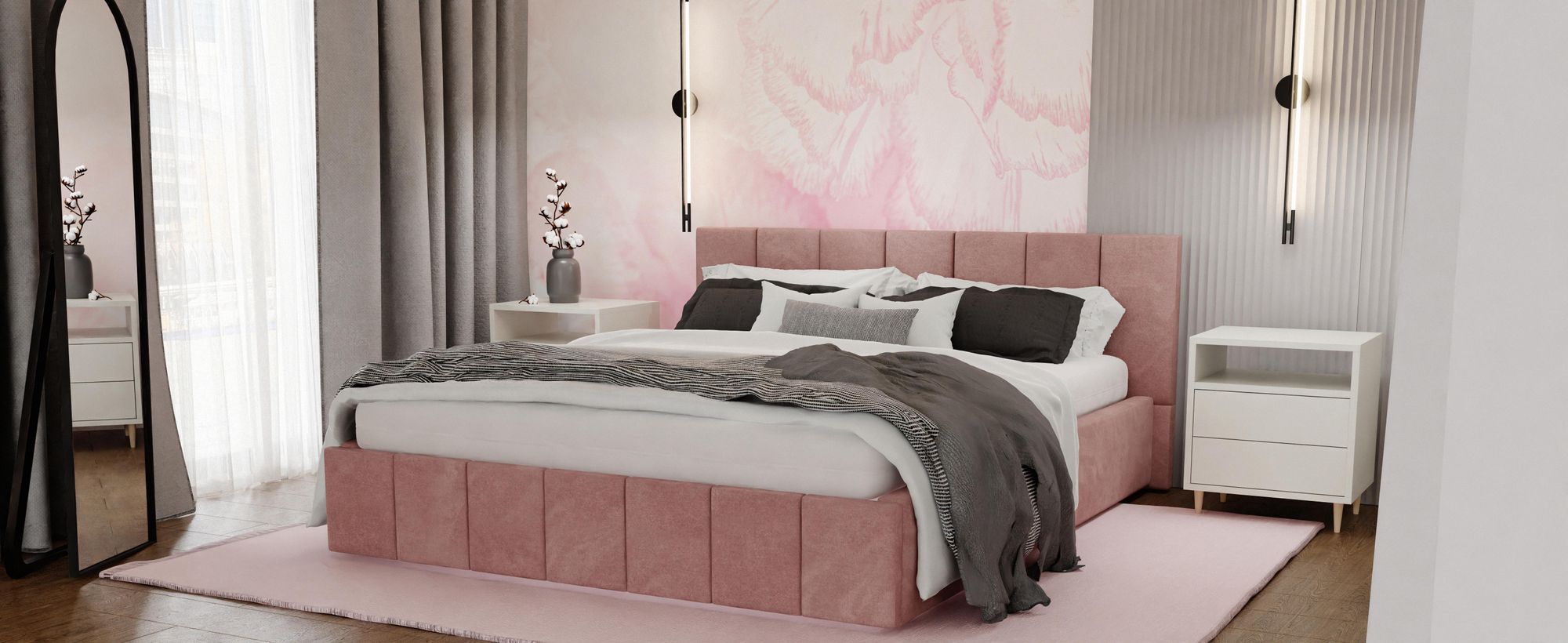 Muralo PREMIUM POLSTERBETT für Schlafzimmer Polsterbett mit Bettkasten und Gasdruckfeder Bett mit Polsterkopfteil Doppelbett 140x200 Bett mit Stauraum Creme