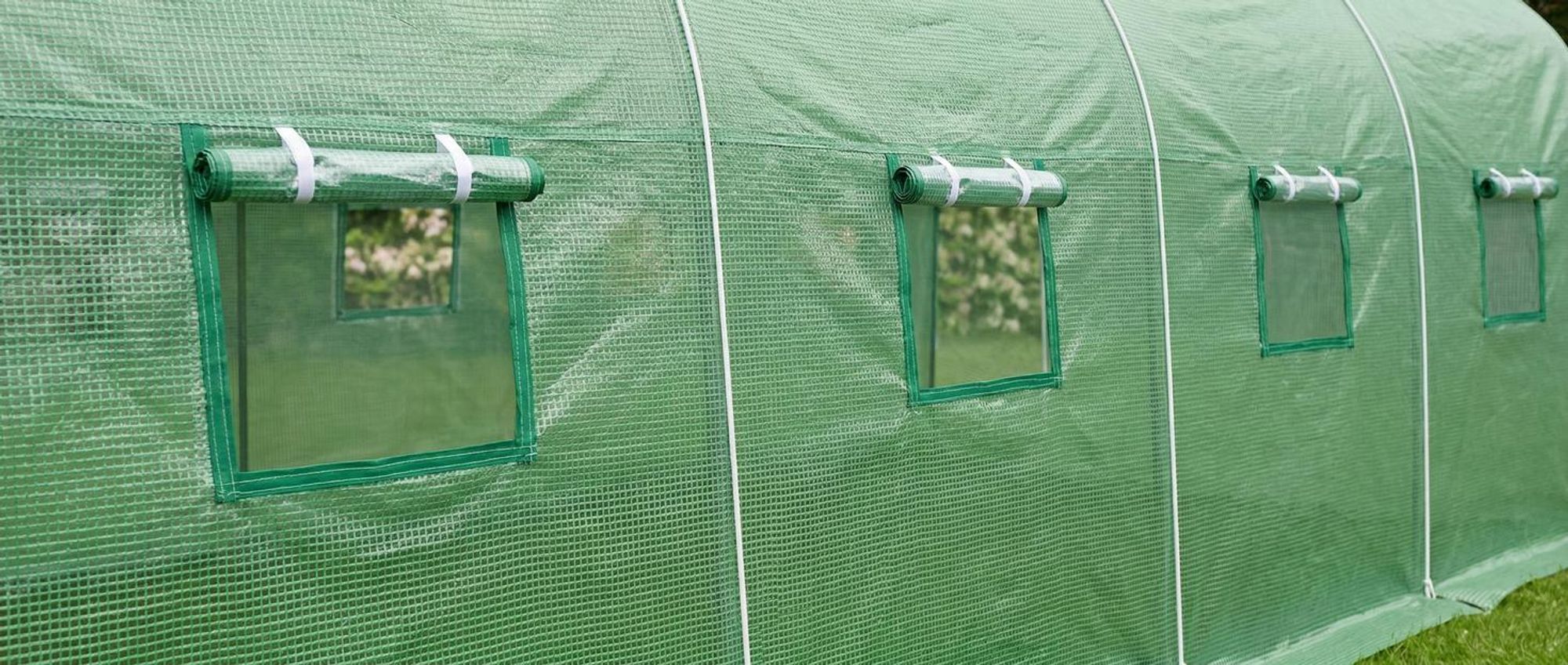 tectake® Foliengewächshaus 27 m³, in Zeltform mit 8 Fenstern 600 x 300 x 205 cm