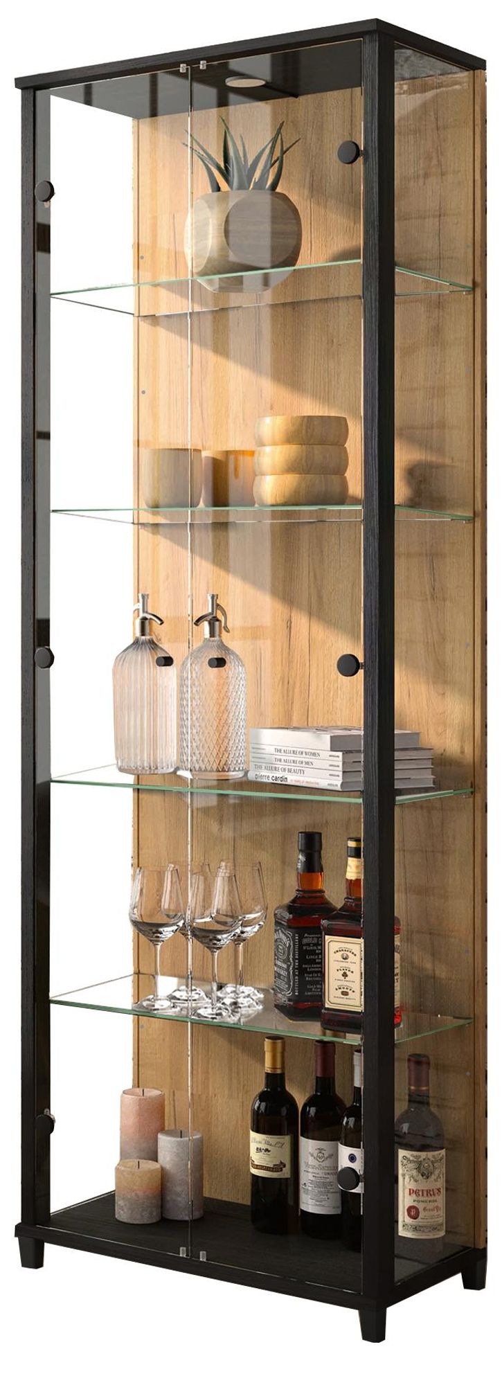 Glasvitrine Optima – Standvitrine mit LED-Beleuchtung und ESG-Sicherheitsglas