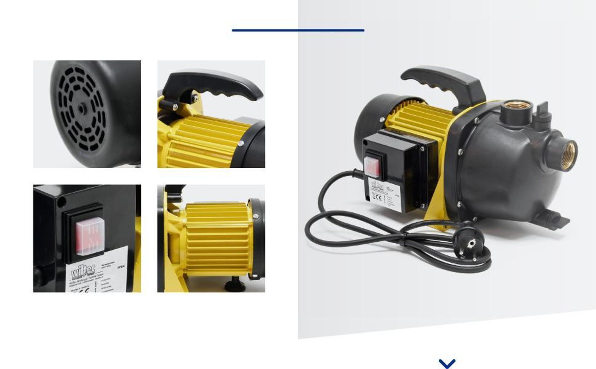 Wiltec Gartenpumpe 2800l/h, 600W, mit Tragegriff & Wasserablassschraube, max. Förderhöhe 35m, für Süßwasser Hauswasserwerk Wasserpumpe Bewässerungspumpe Regenwasserpumpe