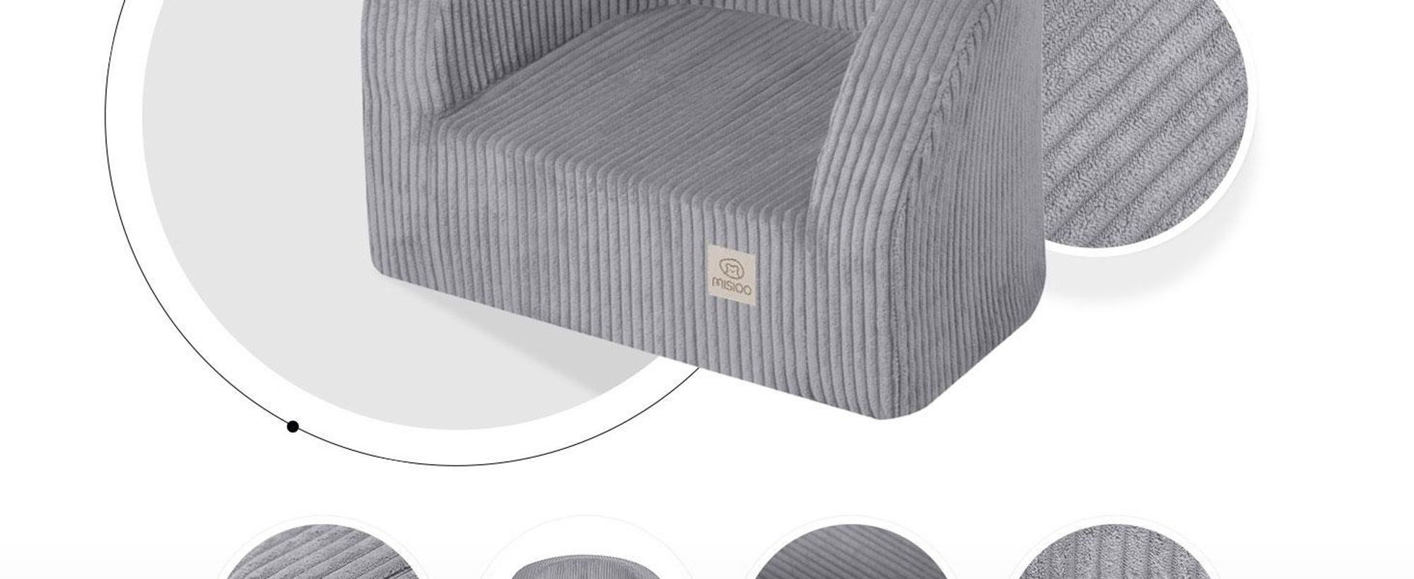 MISIOO Kindersessel Ab 1 Jahr – Corduroy Premium Sessel Kinder - Stabil Und Weich - Ergonomisch Gepolstert - 40x53x36 cm