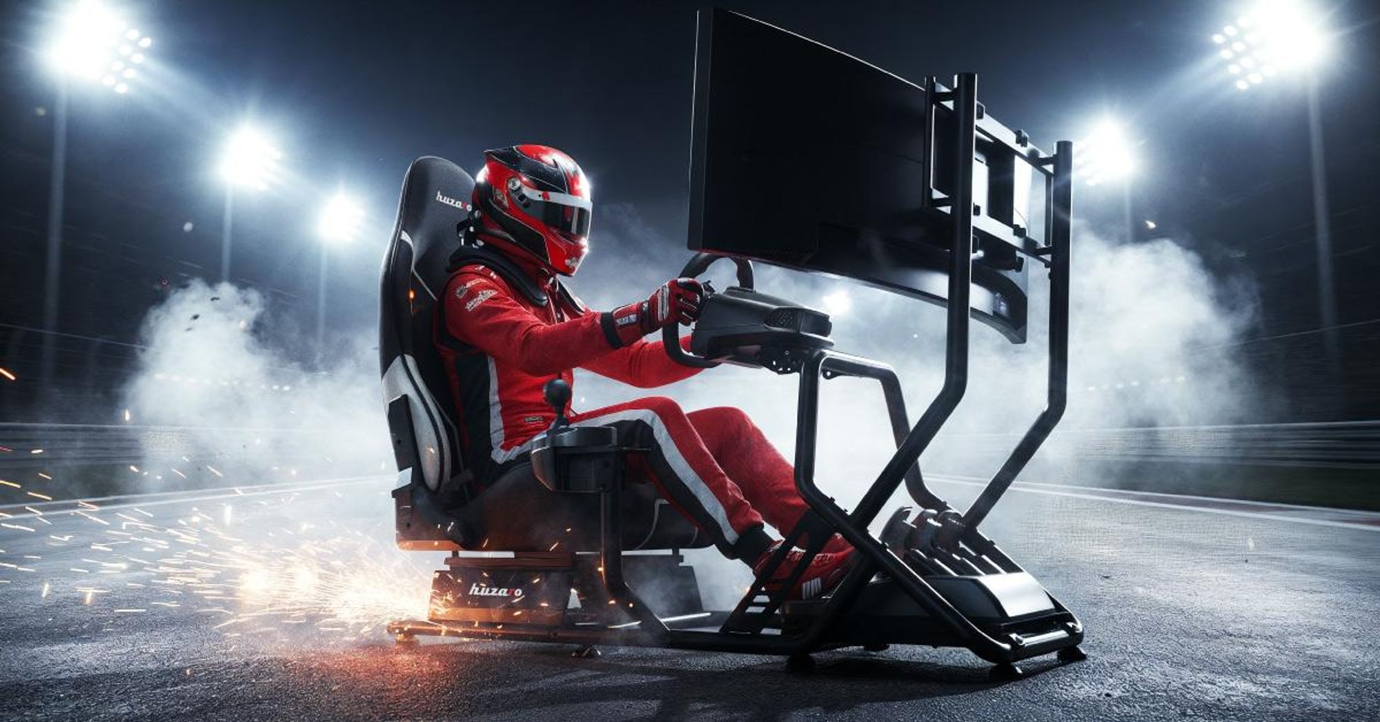 Huzaro Speed 6.0 | Racing Simulator Cockpit GT F1 Rennsimulator | Lenkrad Ständer | Foldable | Werstellbare Rückenlehne | Schwarz-Rot Gaming Sitz