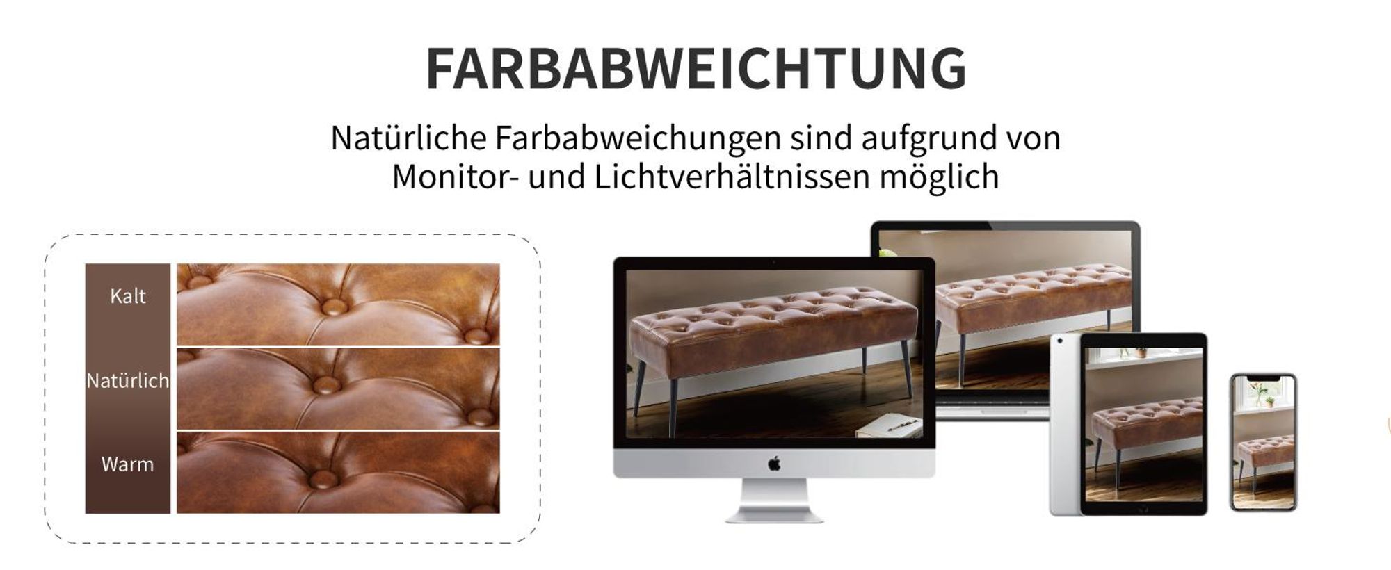 Sitzbank Samt Kunstleder Polsterbank Schminkhocker Schminkbank Farbauswahl, Farbe:Orange-Braun, Material:Kunstleder