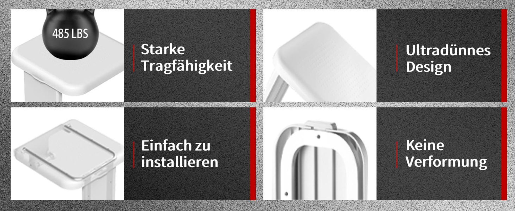 HEUFFE Duschsitz Klappbar Wandmontage， Duschklappsitz Klappsitz Dusche bis 200kg Badestuhl Duschhocker-Badhocker Hocker Duschstuhl für Senioren, Weiß
